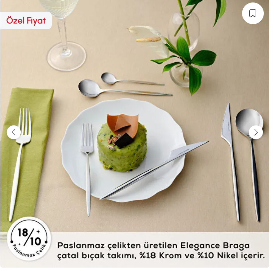 Karaca Stream Bone Saturn 24 Parça 6 Kişilik Yemek Takımı Platin